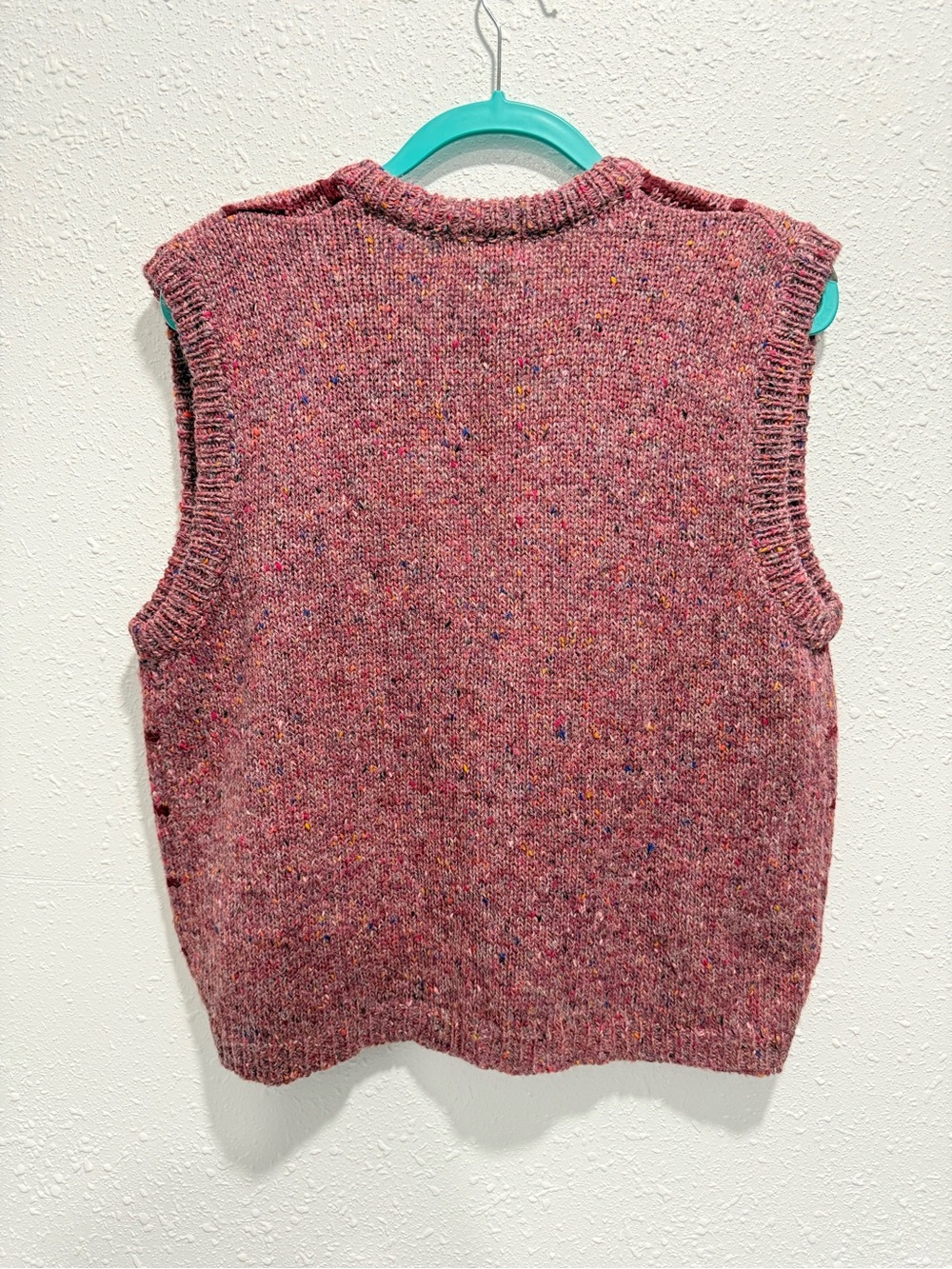 Vintage villager wool blend Plum and Burgundy Windowpane Knit Vest L - Picture 8 of 9